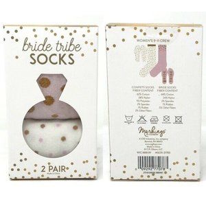 New‎ Bride Tribe Crew Socks 2 Pair sz 9 - 11 Spell Out Bachelorette Wedding
